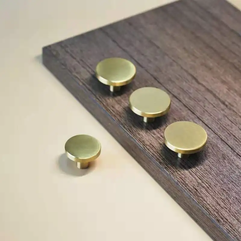 25mm 28mm 32mm Luxury Solid Brass Round Knobs Black Gold Brushed Nickle Cabinet Pulls Copper Round Furniture Handles