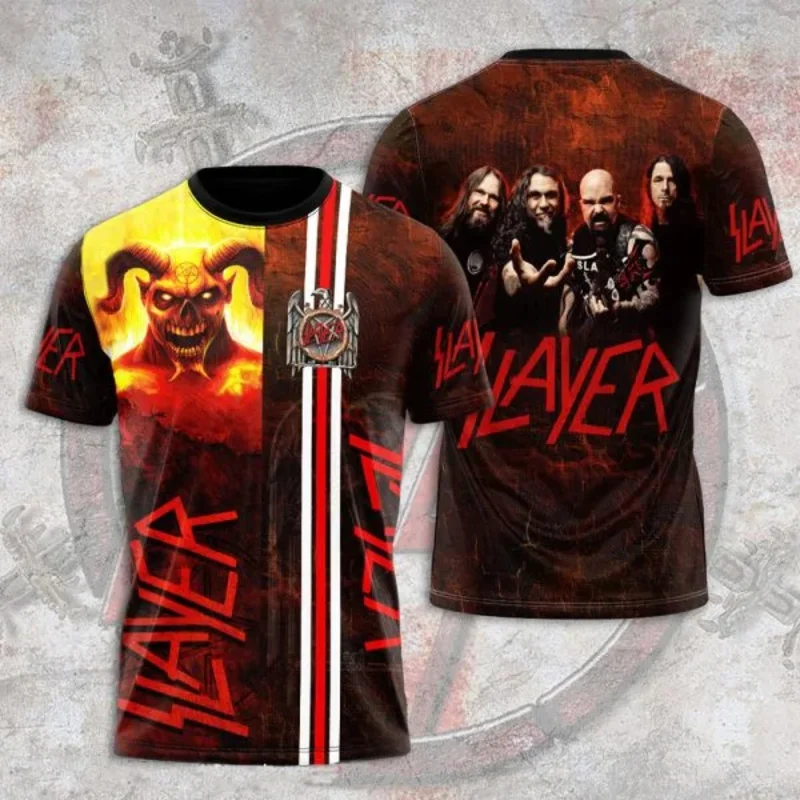 

Fashion men's T-shirt rock band Slayer 3D printed T shirts men women hip hop short sleeve tee oversized streetwear tops clothing