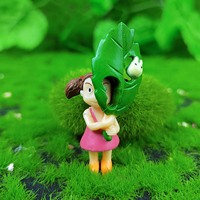 1Pcs/lot Cute Desktop Fake Totoro Mei Figurine Holding Leaf Totoro Mei Figurine for Living Room Bookshelf Wall Bathroom as Gift