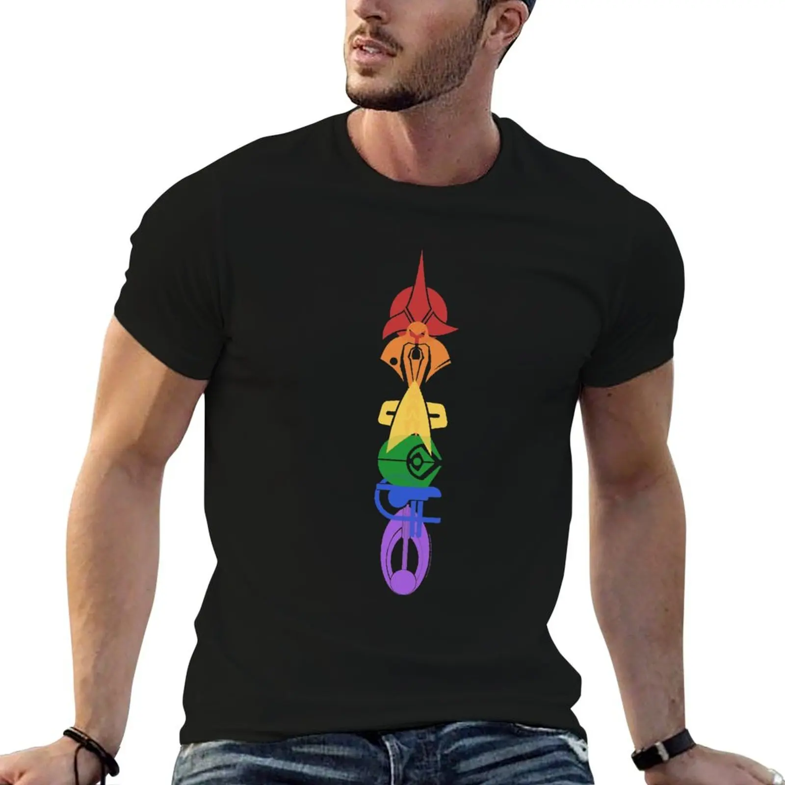 Star Trek Deep Space Nine Rainbow Symbol Stack T-Shirt man t shirts cotton man t shirt cotton T-Shirt