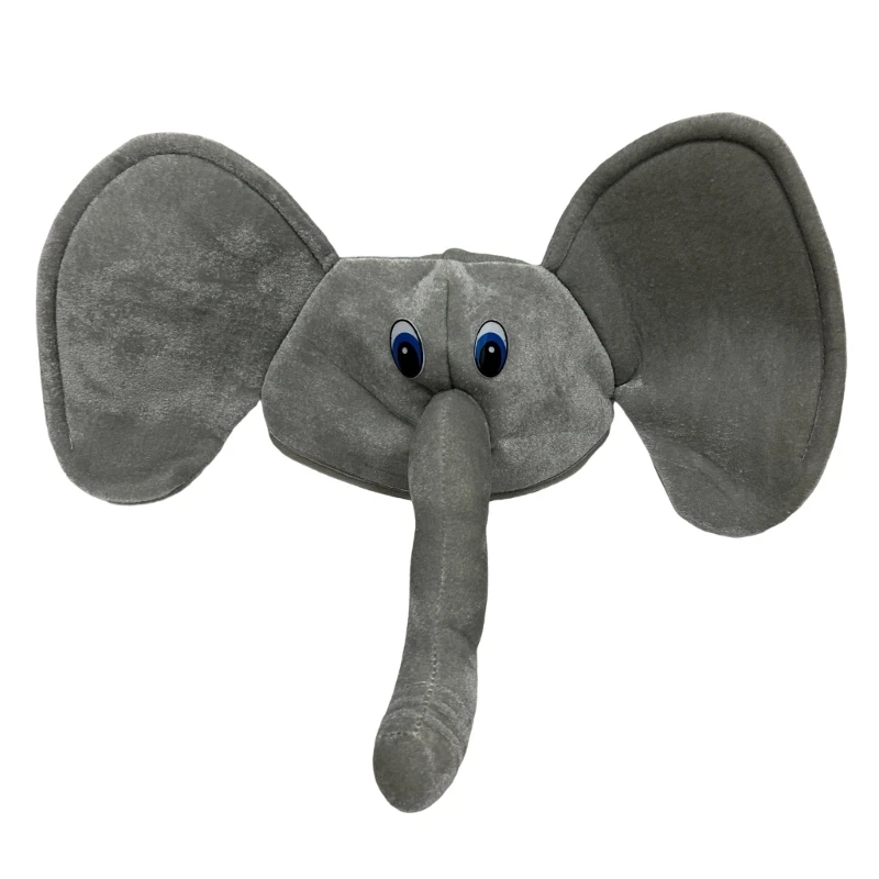 652F Novelty Elephant Character Hat Plush Headgear Hat for Party Wear Various Outfit Props Headpiece for Stage Performances