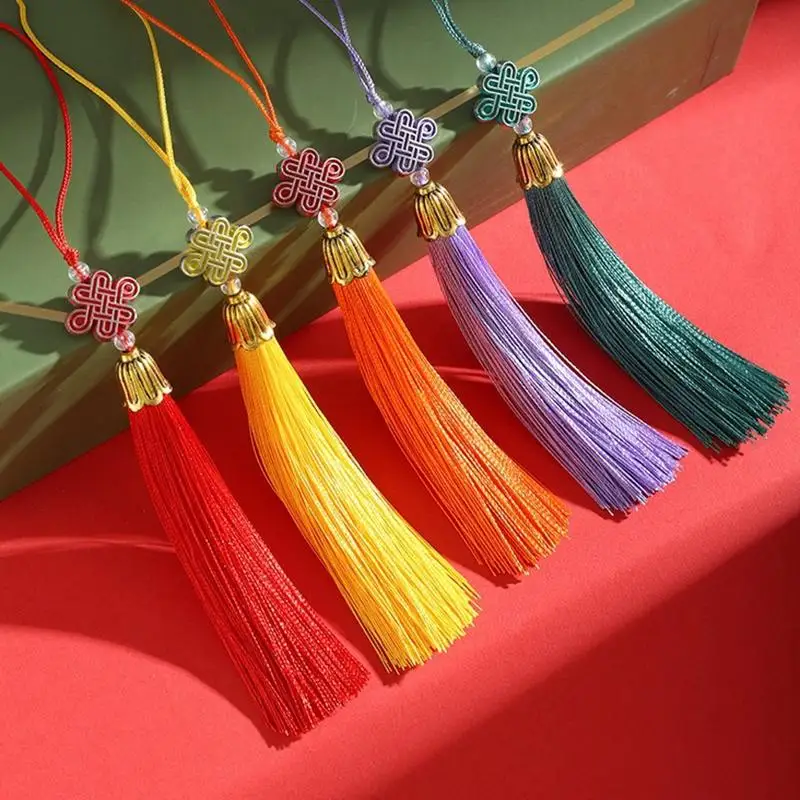 5Pcs Fan Tassels Bookmark Tassels Silky Handmade Soft Craft Tassels With Loops For DIY Crafts Jewelry Making Party Decor