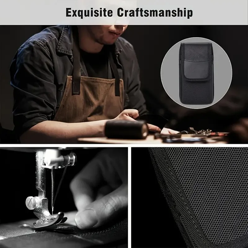 Custodia da cintura per cellulare con doppia tasca in nylon da uomo - Custodia resistente per cellulare da esterno