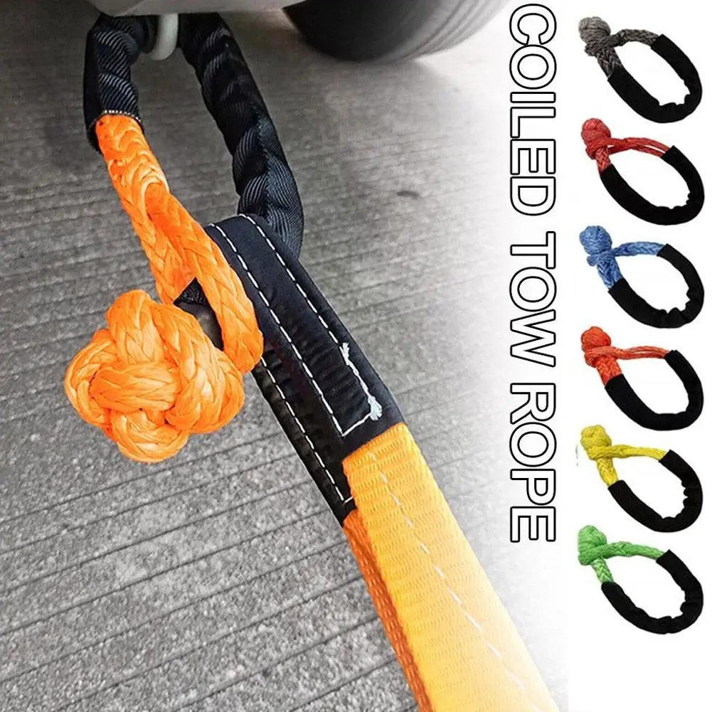 2 Pcs  41,000 Lb Auto Rescue Tow Rope Tool Outdoor High-strength Heavy-duty Truck Soft Shackle Polymer Polyethylene Pull Rope