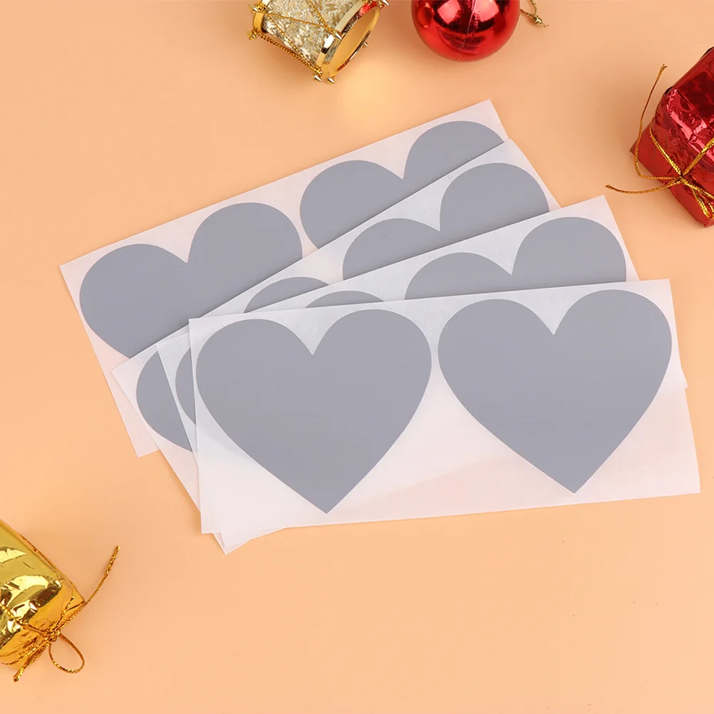 40 Pcs Heart Scratch Off Stickers Premium Paper Simple Design Delicate Color Scrapbook Postcards Valentine Wedding Games