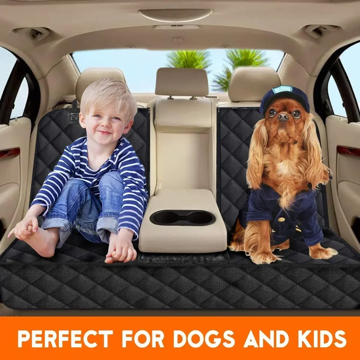 Luxury Pet Travel Waterproof Hammock Cars Mat Belt Protector Dog Car Back Seat Cover For Large Pets