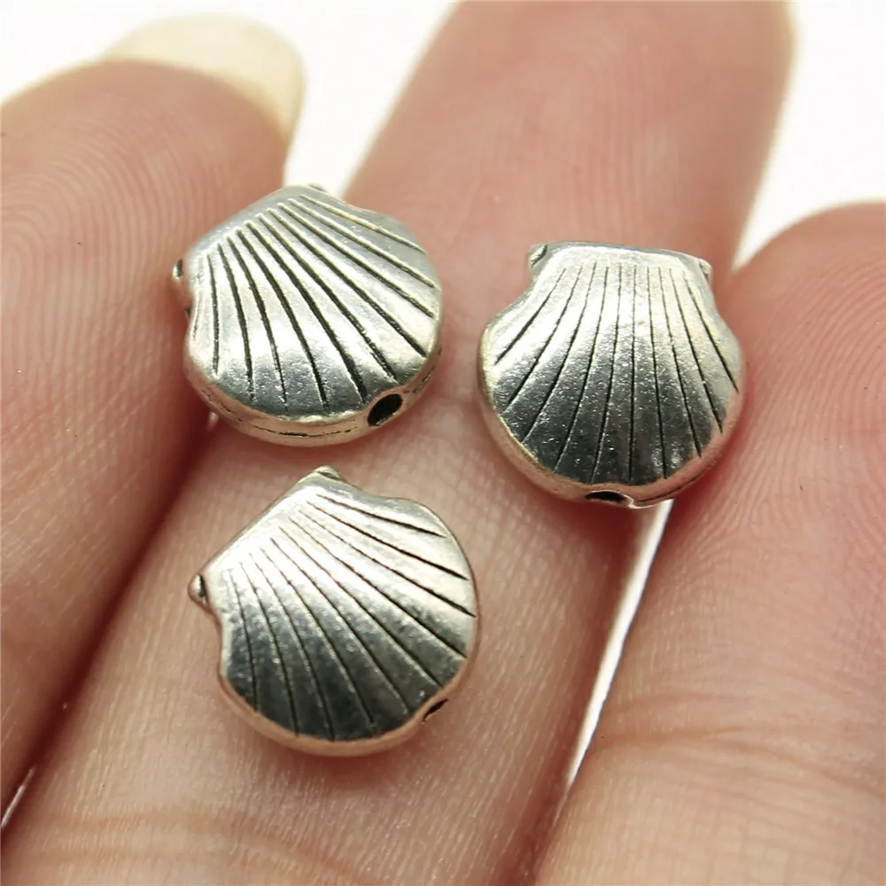 20pcs 8x8x4mm(0.31x0.31x0.16inch) Antique Silver Color Shell Small Hole Beads Vintage DIY Jewelry Findings