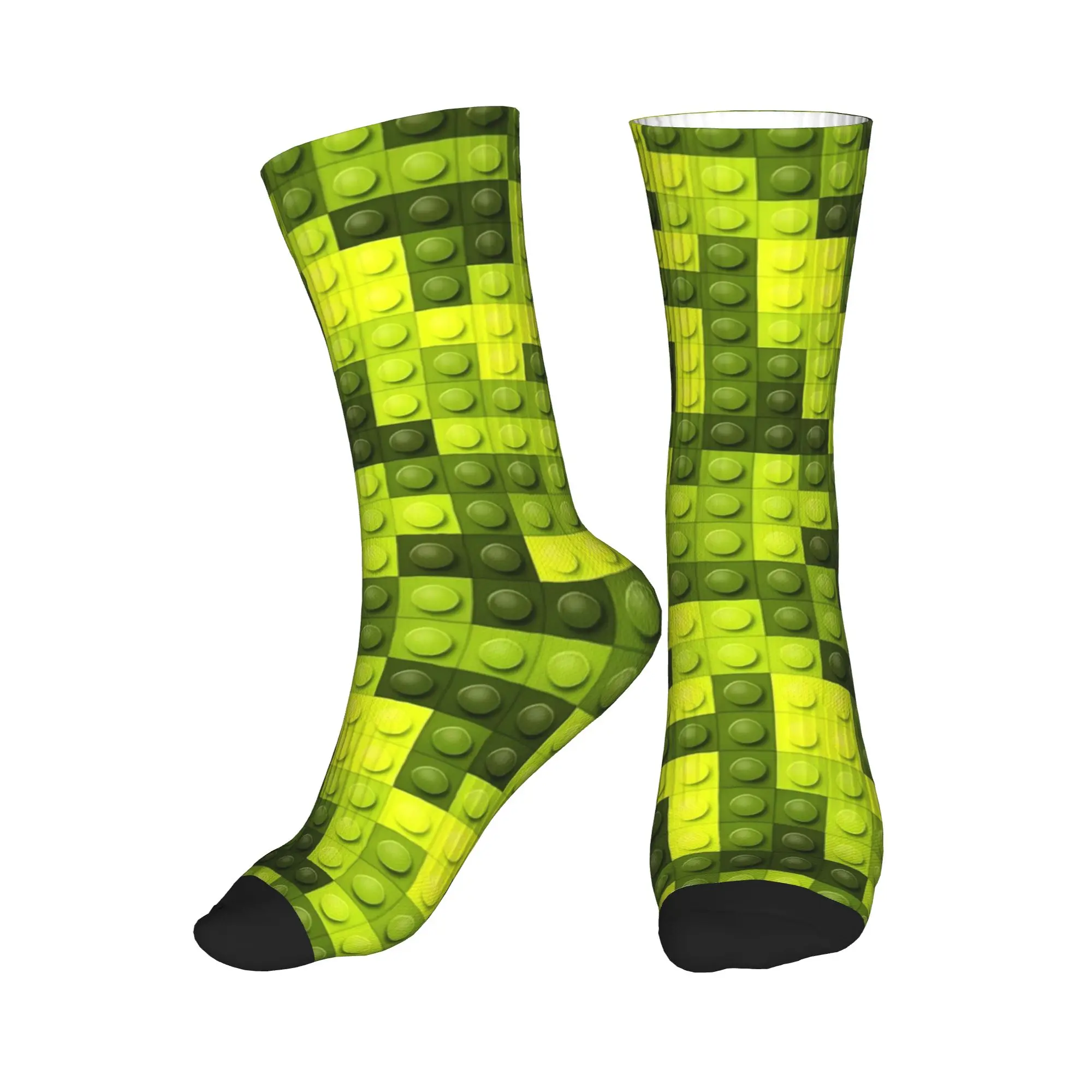 Lime Green Yellow Building Blocks Socks Autumn  Stockings Modern Men's Quality Socks Graphic Cycling Non-Slip Socks