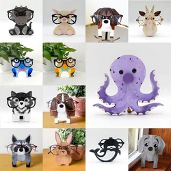 Pet Glasses Stand Owls Glasses Frame Christmas Gift Cat Cute Pet Panda Wooden Ornaments For Desktop Decoration Glasses Accessory