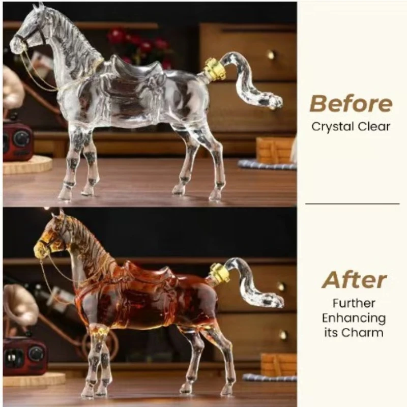 1Pcs Animal Horse Shaped Wine Bottle High Quality Glass Bar Utensils Whiskey Decanter Novel Design Men's Gift