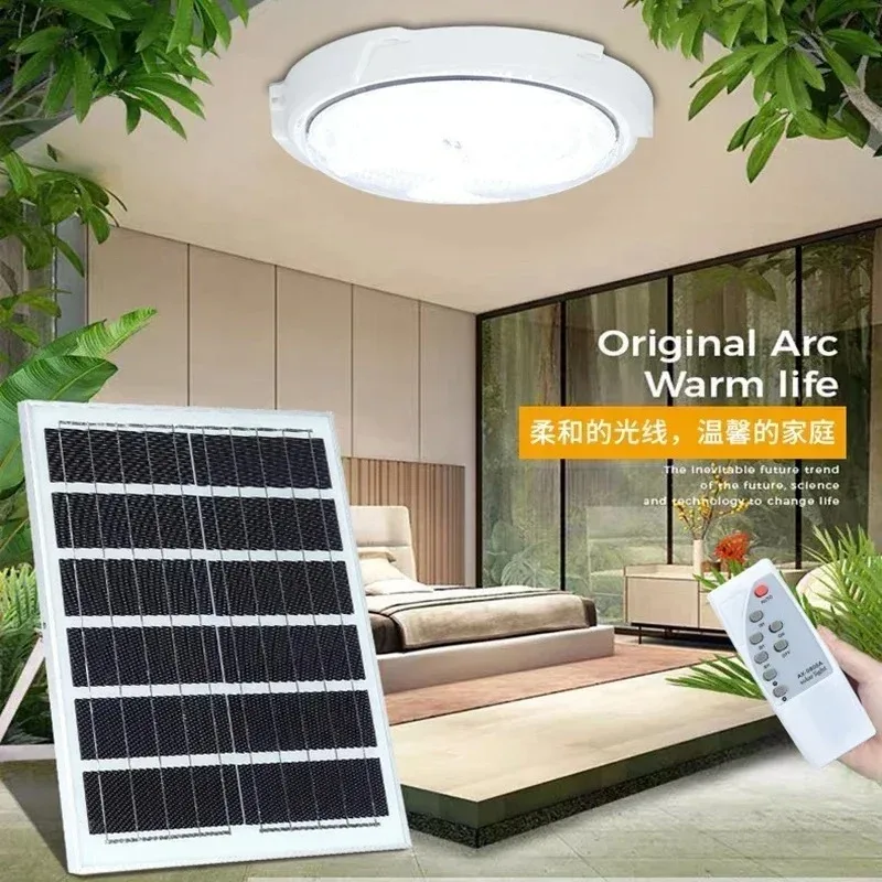 Hot 60/500W LED Solar Ceiling Light Pendant Light Outdoor Indoor Solar-Power Lamp with Line Corridor Light for Garden Decoration