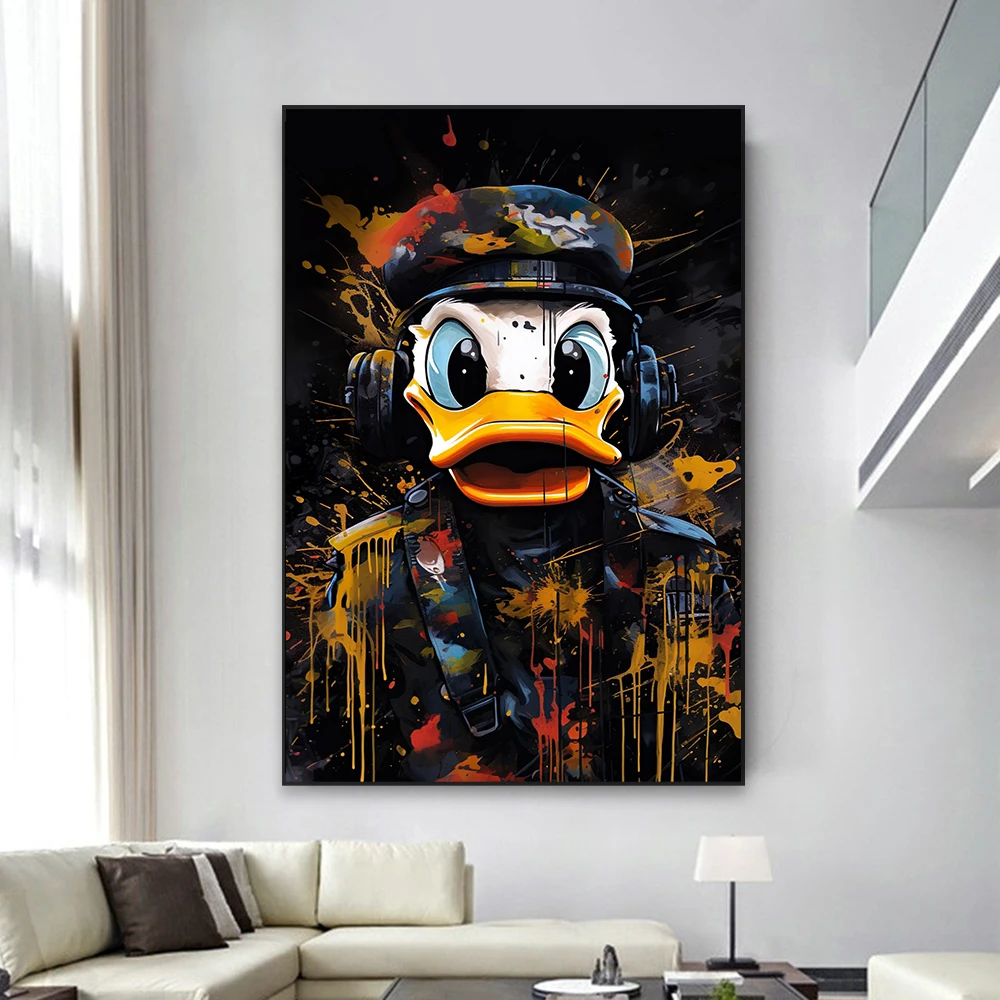 Vintage Donald Duck Disney Graffiti Art Poster Cartoon Mickey Mouse Wall Art Print Cartoon Minnie Mouse Canvas Painting Decor