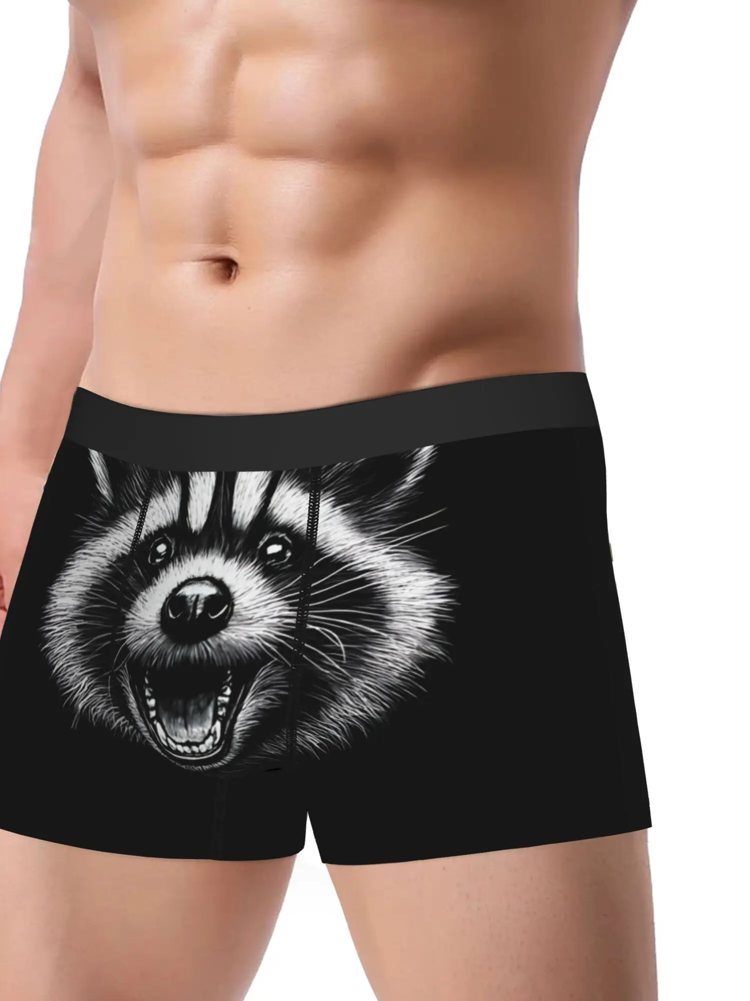 Raccoon Print Boxer Briefs Comfortable Underwear with Unique Raccoon Face Print Casual Wear Novelty Underwear Comfortable Fit