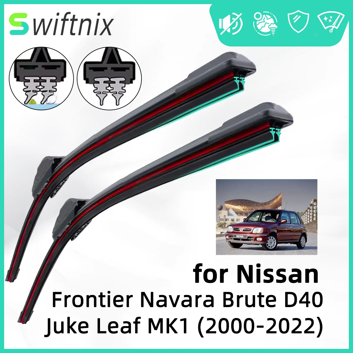 Double Rubber Car Wiper for Nissan Micra K11 K12 K13 Micra K14 Front Wiper Blades Brushes Cutter Accessories Windscreen