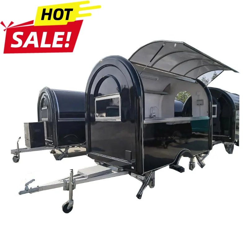 Round Food Trailer Custom Built Mobile Catering Trailer Double Axle Heavy Duty Structure For High Volume Food Service