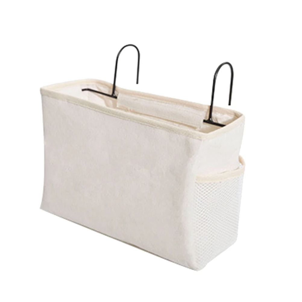 

Canvas Storage Hanging Bag Convenient Bedside Wall-mounted Organizer Felt Fabric White
