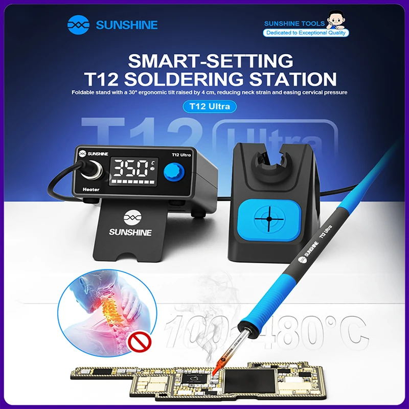 SUNSHINE T12 ULTRA Smart Soldering Station Standby and Sleep Time with Temperature Control and Calibration for Various Needs