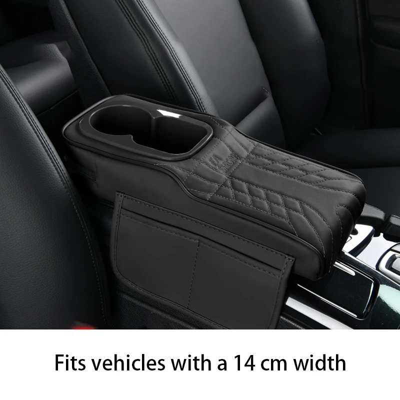 

Коробка для хранения в автомобиле, подлокотник, подстаканник, защитная накладка на центральную консоль, кожаный материал, подходит для автомобилей шириной 14 см.