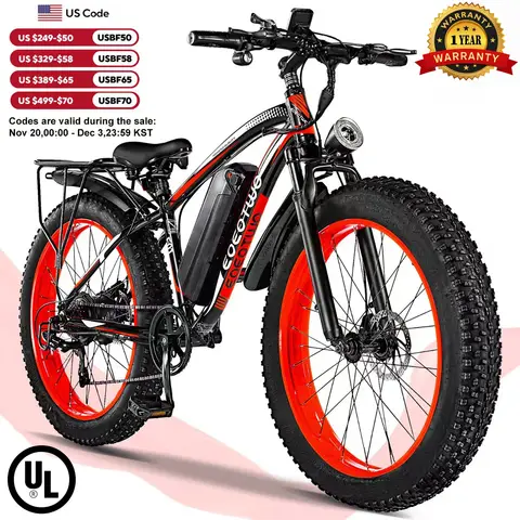 EOEOTWO E01 Electric Bike Adult 26" Fat Tire 1500W Peak Motor Electric Bicycle 34Mph Mountain E Bike 60Mile Range E Bike UL2849