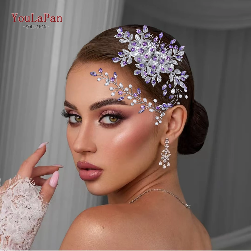 YouLaPan Alloy Flower Hair Comb Wedding Headband Bridal Hair Jewelry Elegant Pearls Bride Headpiece Woman Party Headwear HP511