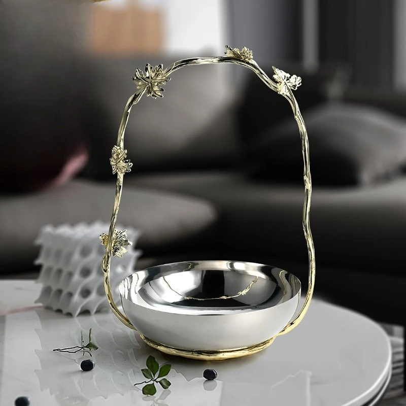 

Stainless steel tray decoration model room coffee table fruit plate living room dining room dining table ornament storage plate