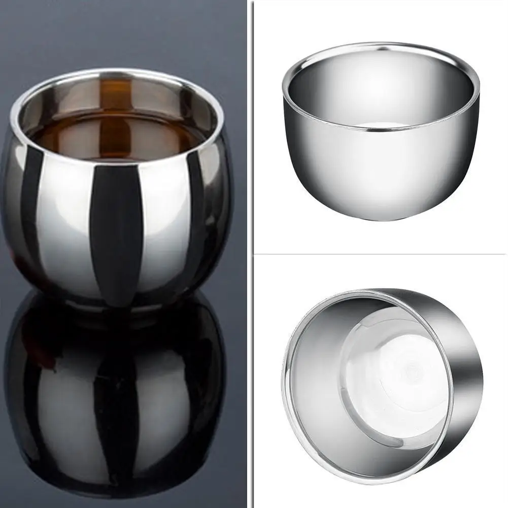 Double Layer Stainless Steel Cup Thicken Durable Shave Soap Bowl Smooth Heat Insulation Unbreakable Multi-function for Wet Shave