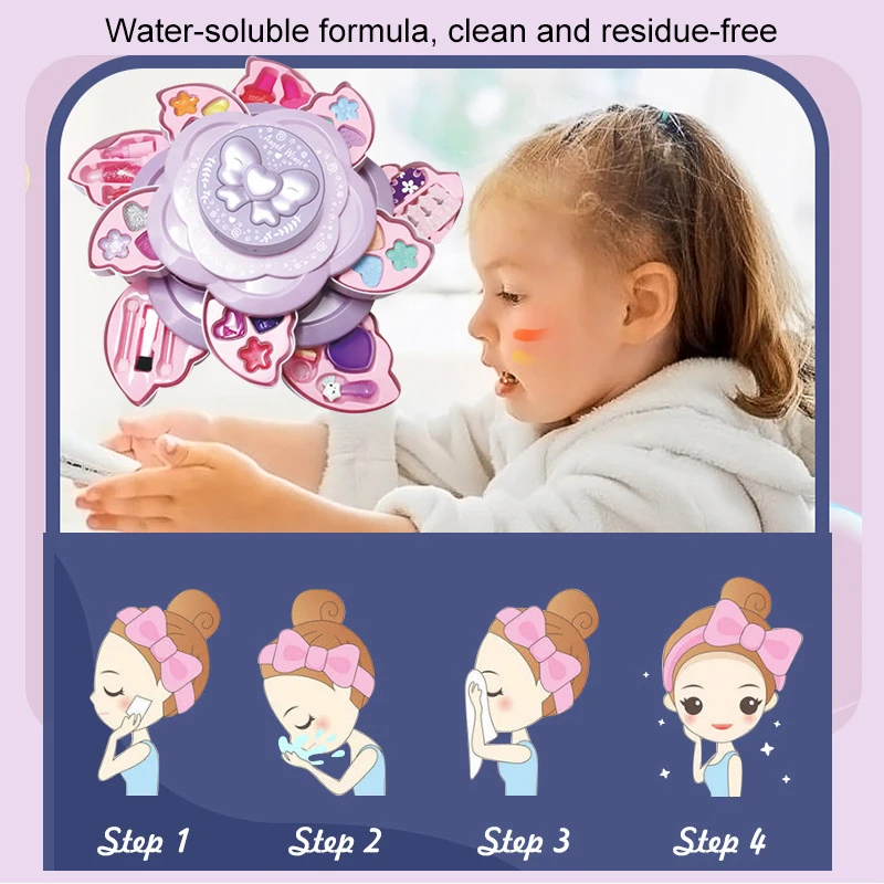 Children Makeup Cosmetics Pretend Playing Box For Princess Cosmetic Make Up Girl Beauty Toys Fun Game