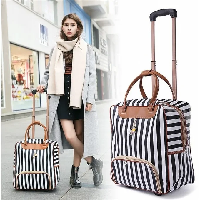 Fashion Women travel Business Boarding bag ON wheels trolley bags large capacity Travel Rolling Luggage Retro girl Suitcase Bag