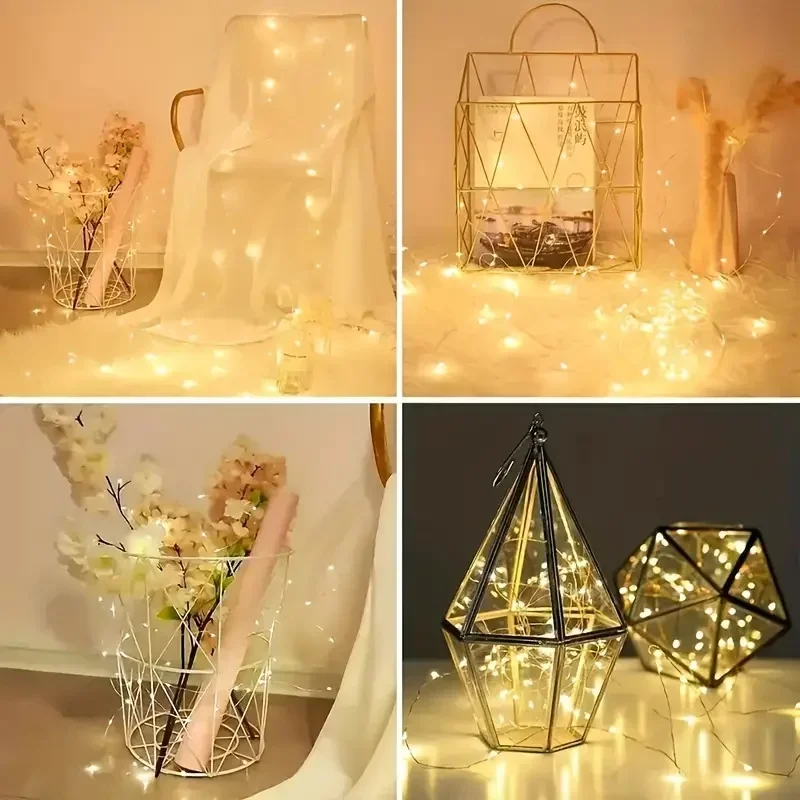 USB Fairy Lights Warm White Blue Colorful Copper Wire String Lights Remote Control 8 Modes for Christmas Tree Party Bedroom Deco
