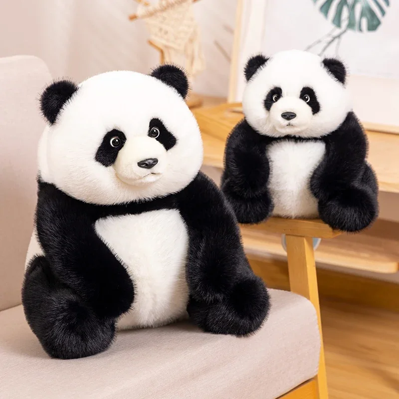 28/35CM Cute Lifelike Panda Plush Toy Soft Stuffed Animal Simulation Panda Model Pillow Cartoon Kawaii Birthday Gifts