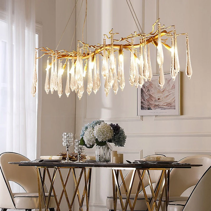 

Light Luxury Modern Crystal Branch Drip Chandelier Designer Art Hotel Living Room Dining Room Creative Lighting Fixtures