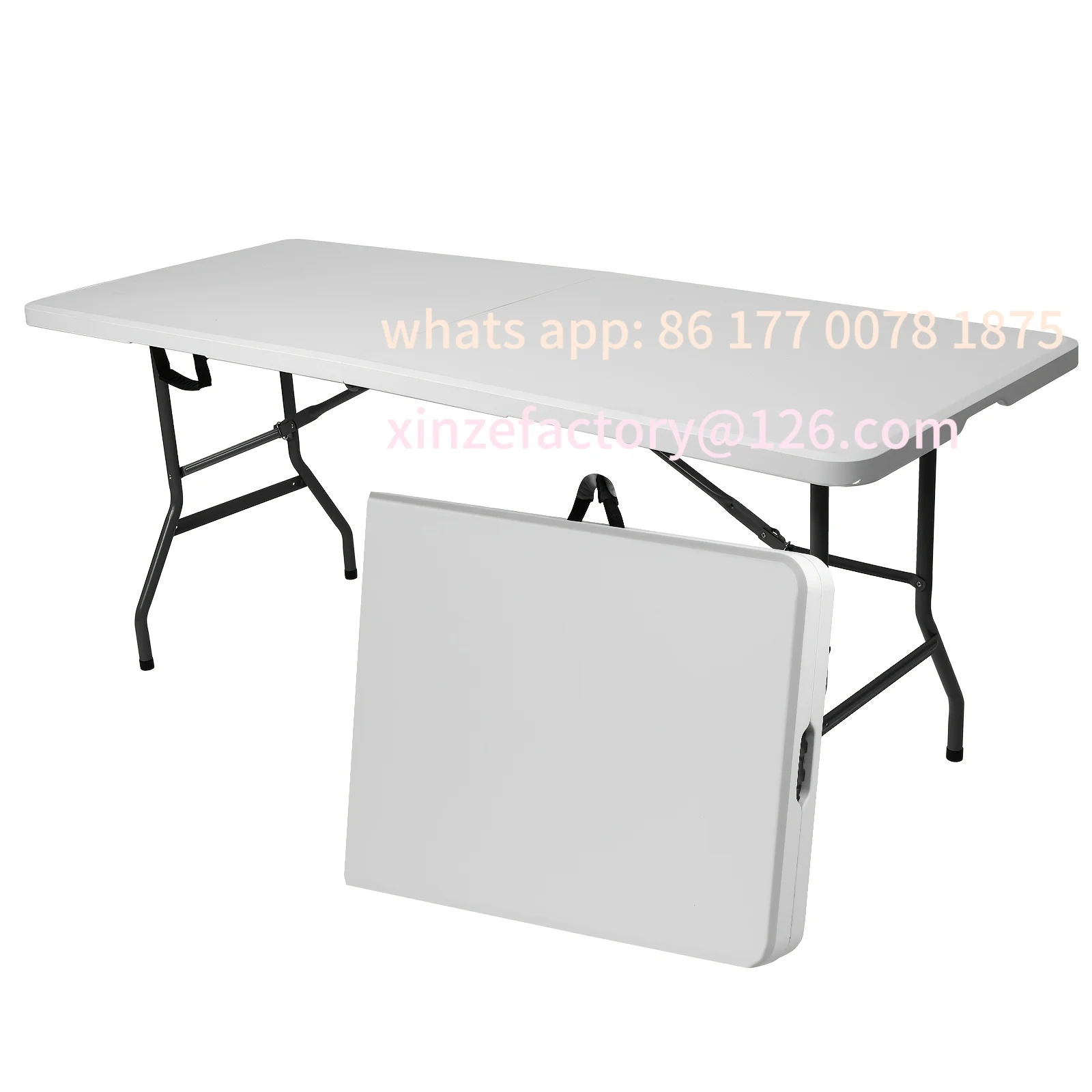 

Customizable Heavy-Duty Plastic Folding Table,Portable Indoor Outdoor Dining Table with Locking Legs，Carry Handle Space-Saving