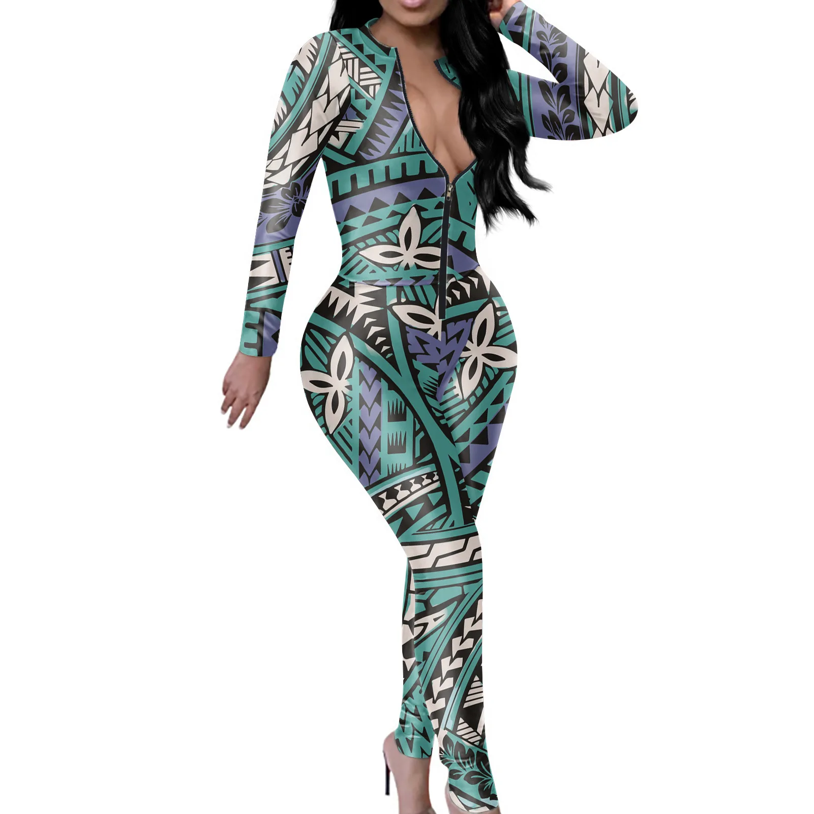 Custom Made On Your Demand Subliminal Print Long Sleeve Jumpsuits  Women Rompers