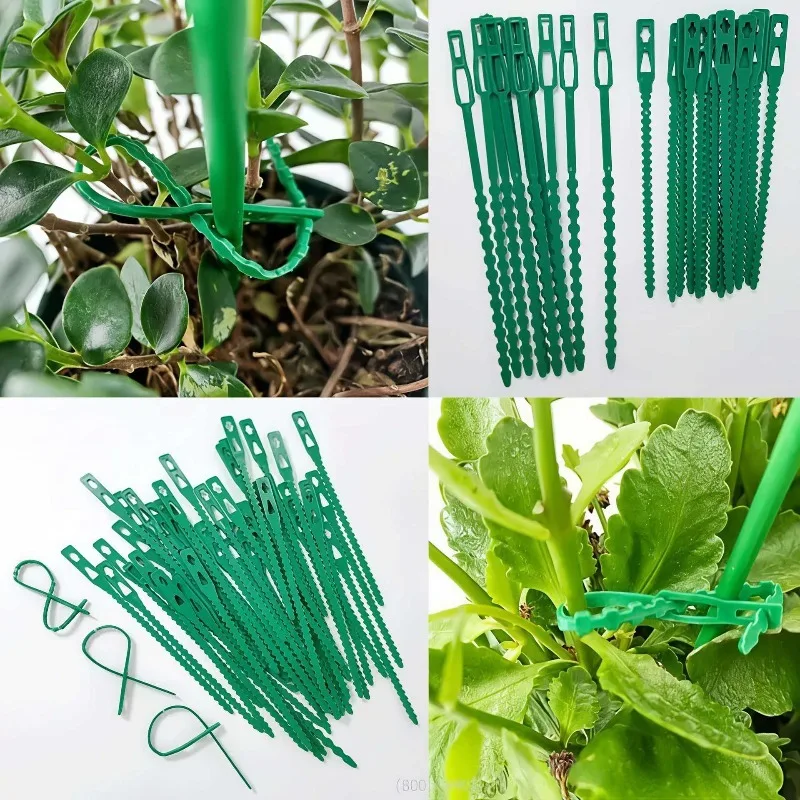 10Pc Fish Bone Garden Plant Ties Adjustable Vine Fixing Straps For Grape Tomato Climbing Plant Support Binding Bands