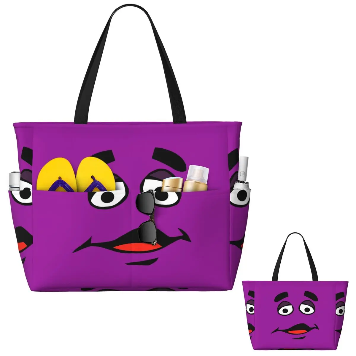 Grimace Cartoon Design Borsa da spiaggia Tote Bag Sport Palestra Yoga Borsone Borsa grande da donna Borsa da viaggio Borsa da fitness