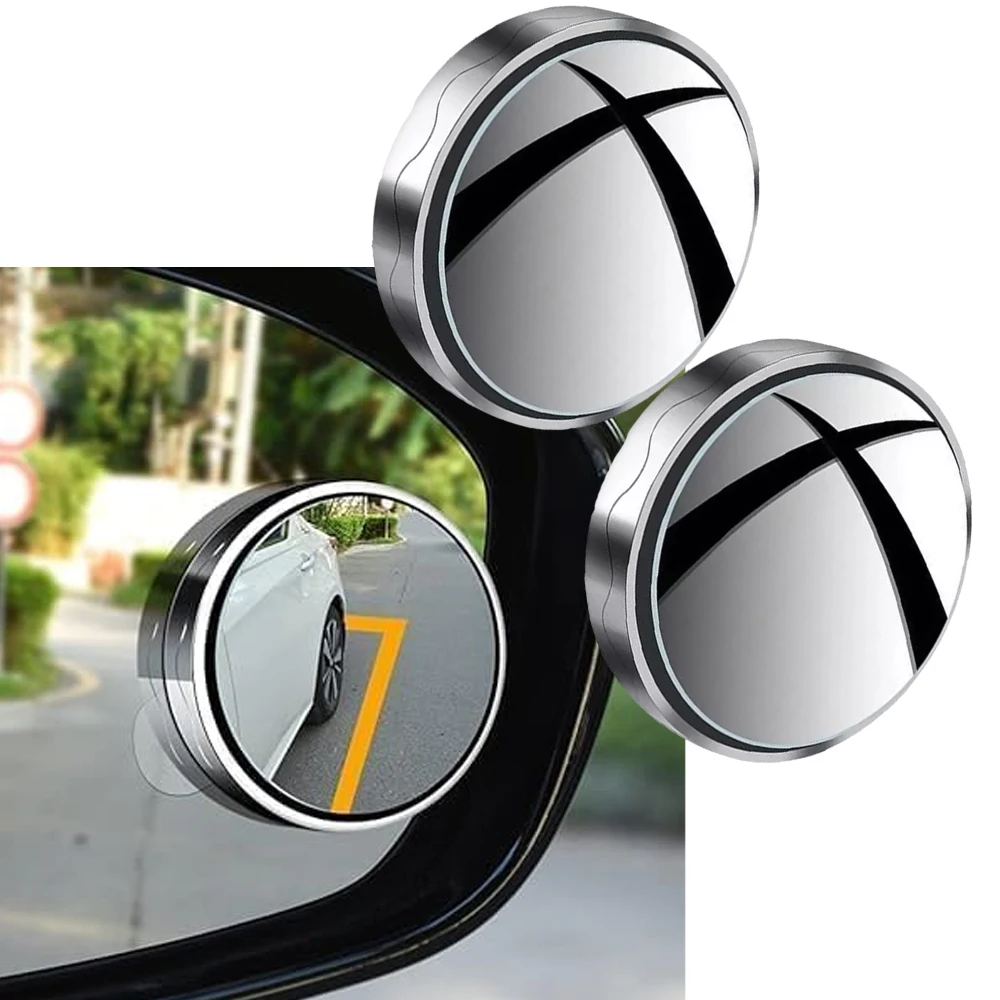 

1 Pair 360 Degree Adjustable Round Frame Car Convex Blind Spot Mirrors Safety Driving Wide-angle Clear Rearview Mirror Universal