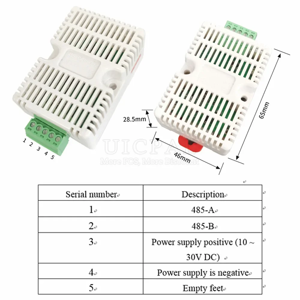 SHT30 Temperature Humidity Sensor 35MM DIN Tracks Output RS485 Modbus Protocol Industrial Sensors Monitor Transmitter 5Pin