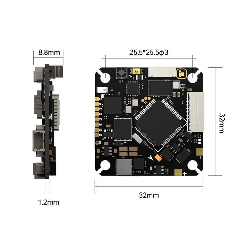 ABJF-Borg 2 RX AIO التحكم في الطيران F722 ELRS استقبال مدمج BL32 32Bit ESC 2-4S Lipo لطائرة RC FPV حرة بدون طيار