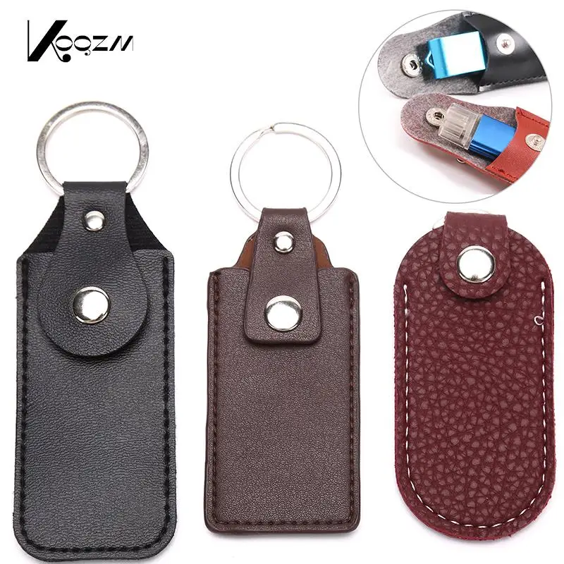 USB Case Protective Bag Portable Pocket Leather Key Ring For Usb Flash Drive