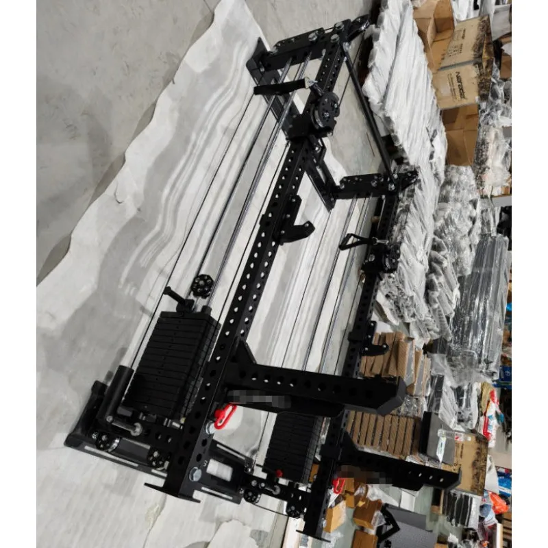 Wall Mounted Adjustable Commercial Gym Fitness Equipment Power Lift Function Power Squat Rack with Cable and Weights