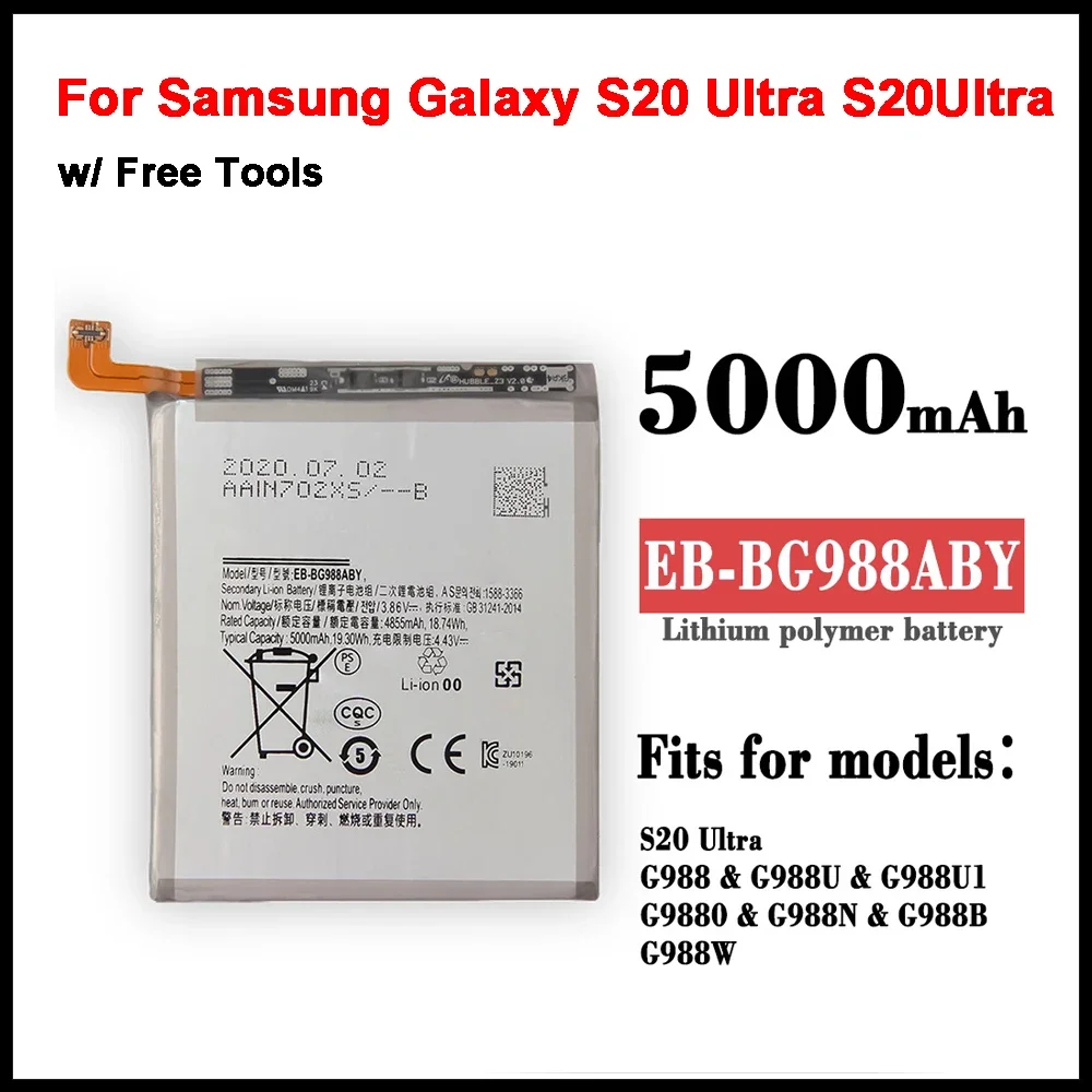 100% Orginal Replacement Phone Battery EB-BG988ABY for Samsung Galaxy S20 Ultra S20Ultra S20U 5000mAh