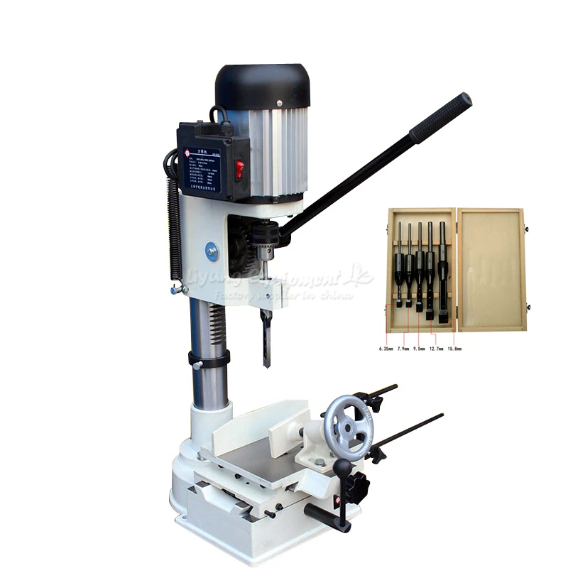 750W Woodworking Mortising Machine Hole Tenon 6~15MM Cutting Drilling With 5 Drill Bits