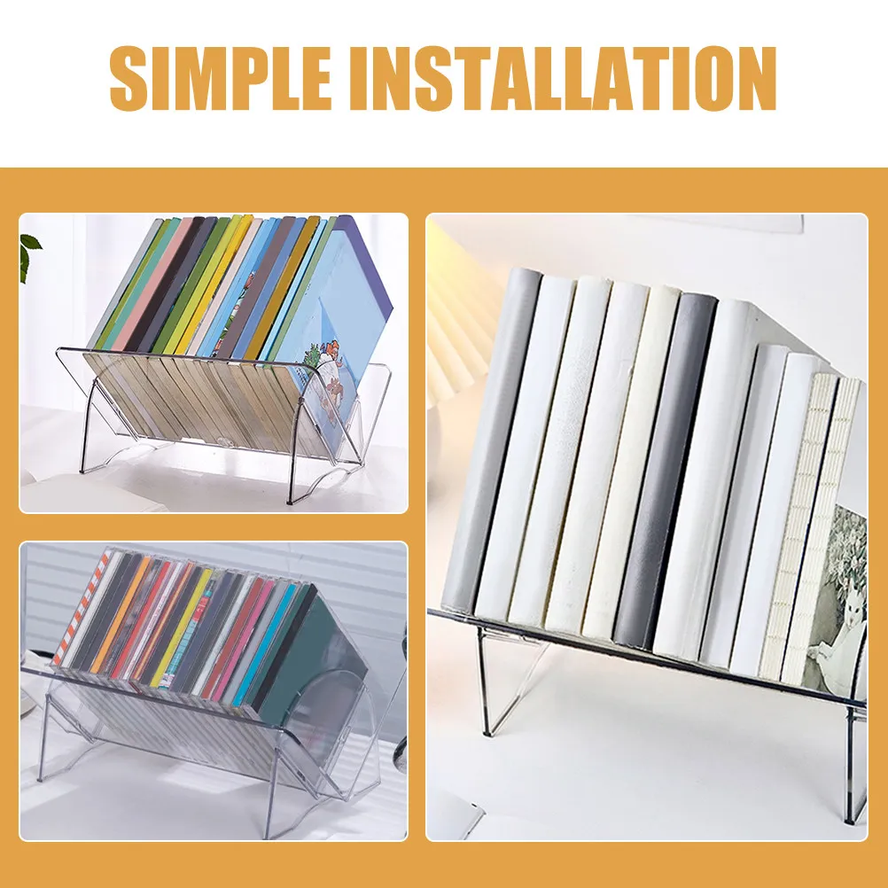 Clear Desktop Bookshelf Detachable Transparent Book Organizer for Desk Books Magazines Files Office Home Study Space Saving