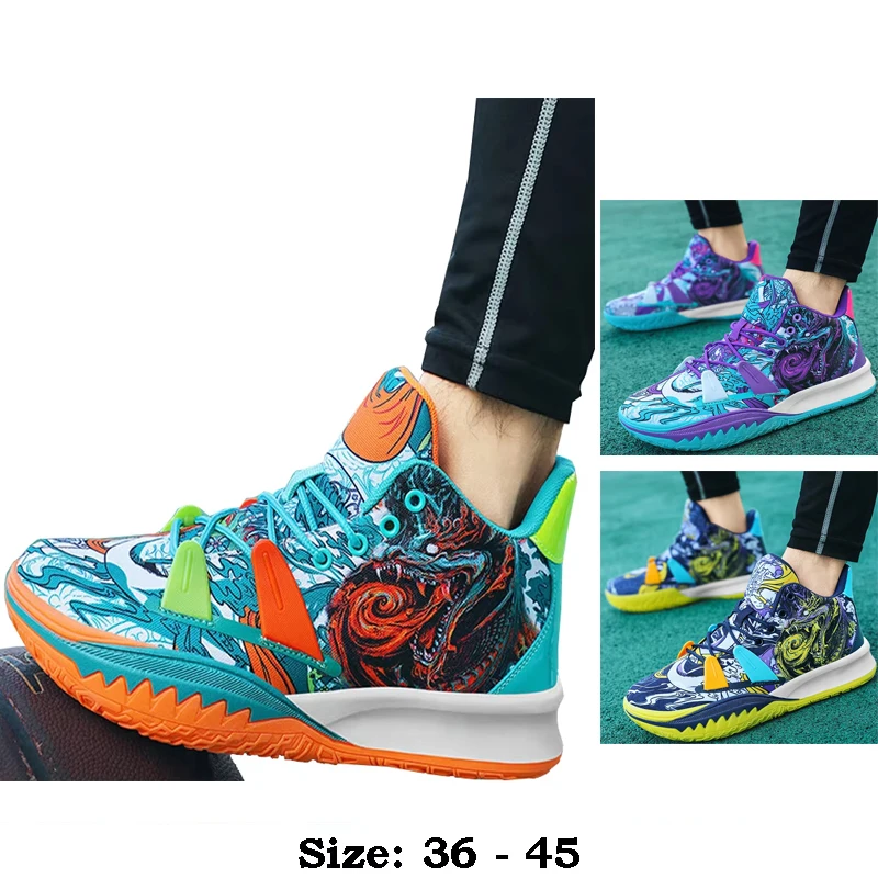 

High quality casual dragon print sport shoe for men new 2025 size 36 37 45 outdoor running basketball Sneakers shoe blue purple