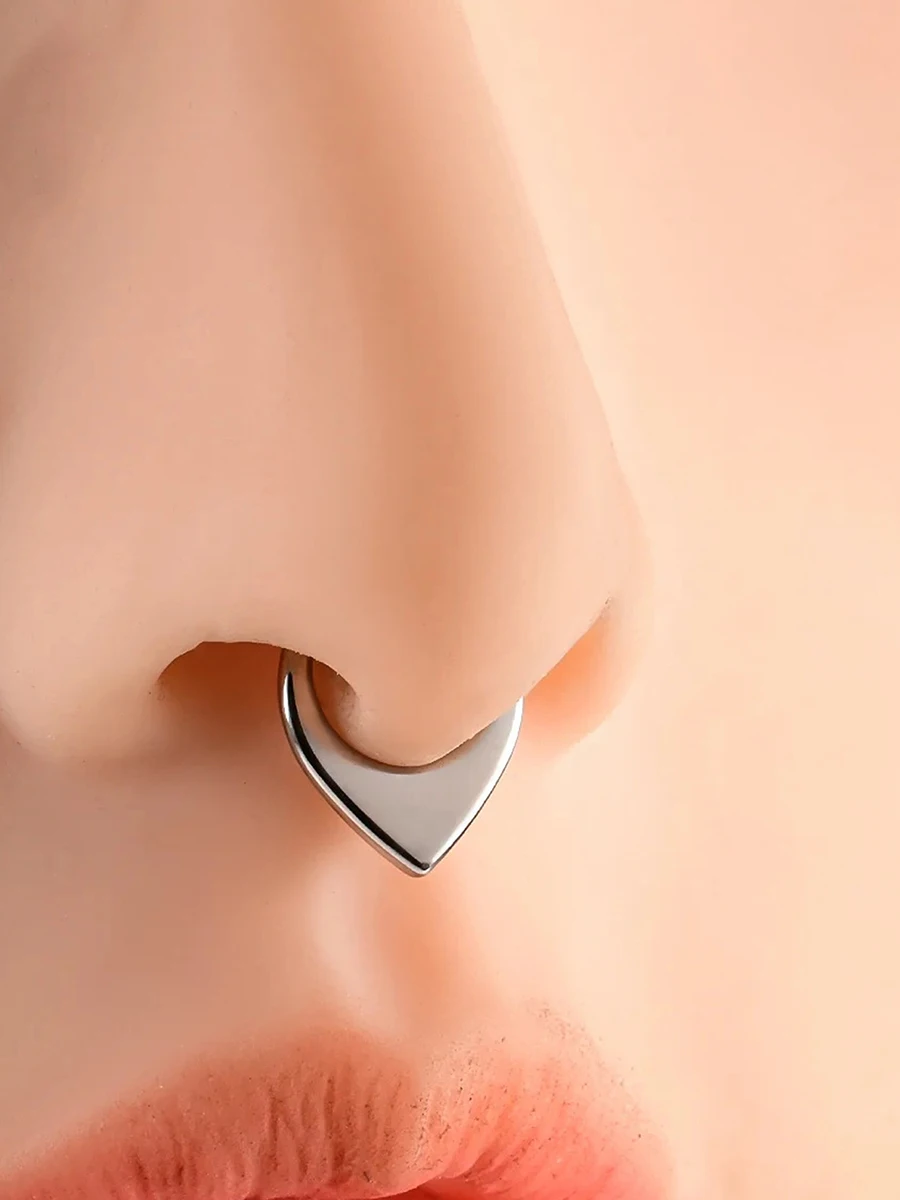 316 stainless steel nose ring double septum ring Cartilage love hoop earring buckle Piercing Naretz open stacked hoop nose ring