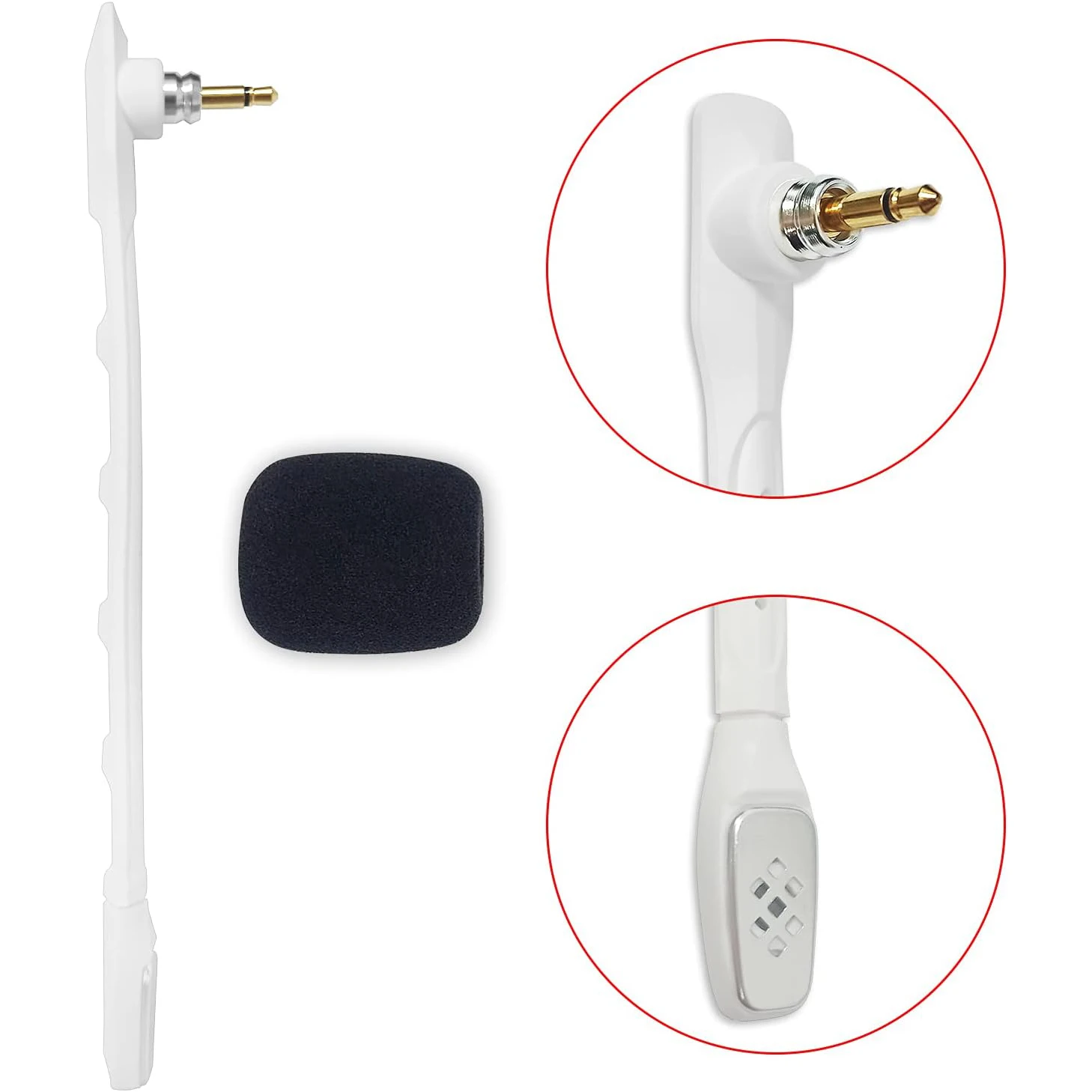 Microphone Replacement for Astro A40 TR A40 Gaming Headset, Detachable Noise Cancellation White Mic with Foam Cover, Works on PS