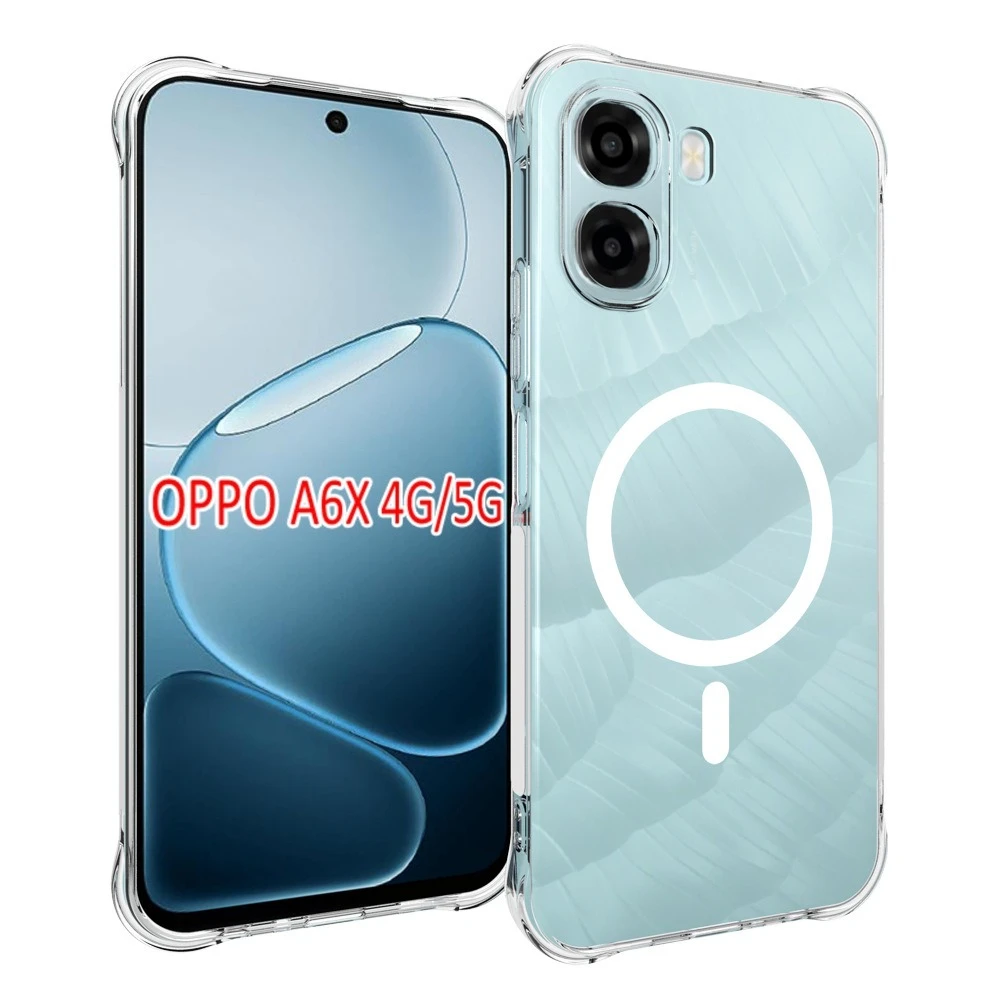 HD Clear Funda for OPPO A6x Case for MagSafe Magnetic Transparent TPU Drop-Proof Protection Phone Cover Capa