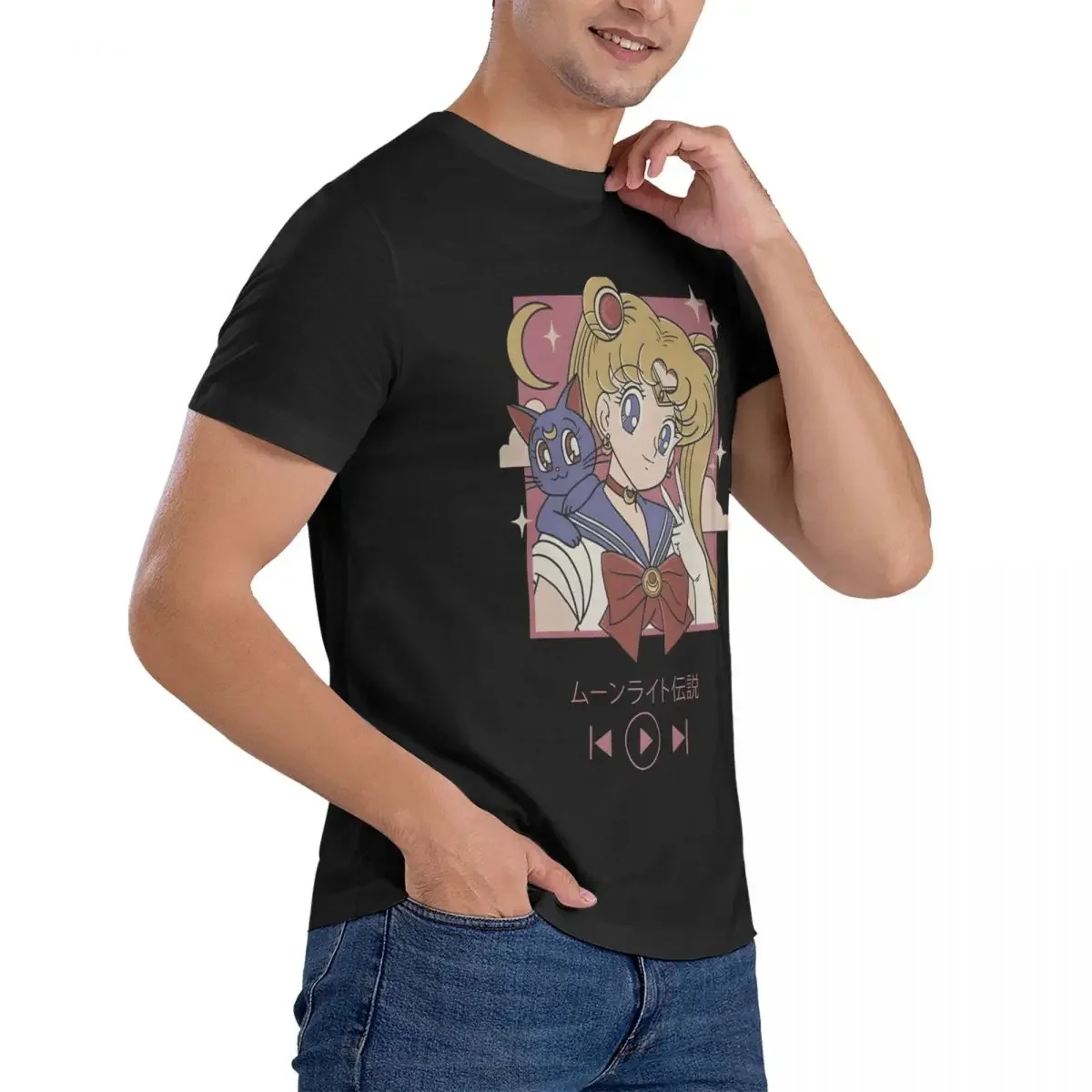 Bonito desenho animado kawaii camiseta, s-sailor moon, anime manga, rosa lazer camiseta, manga curta, gola redonda, algodão tops exclusivos