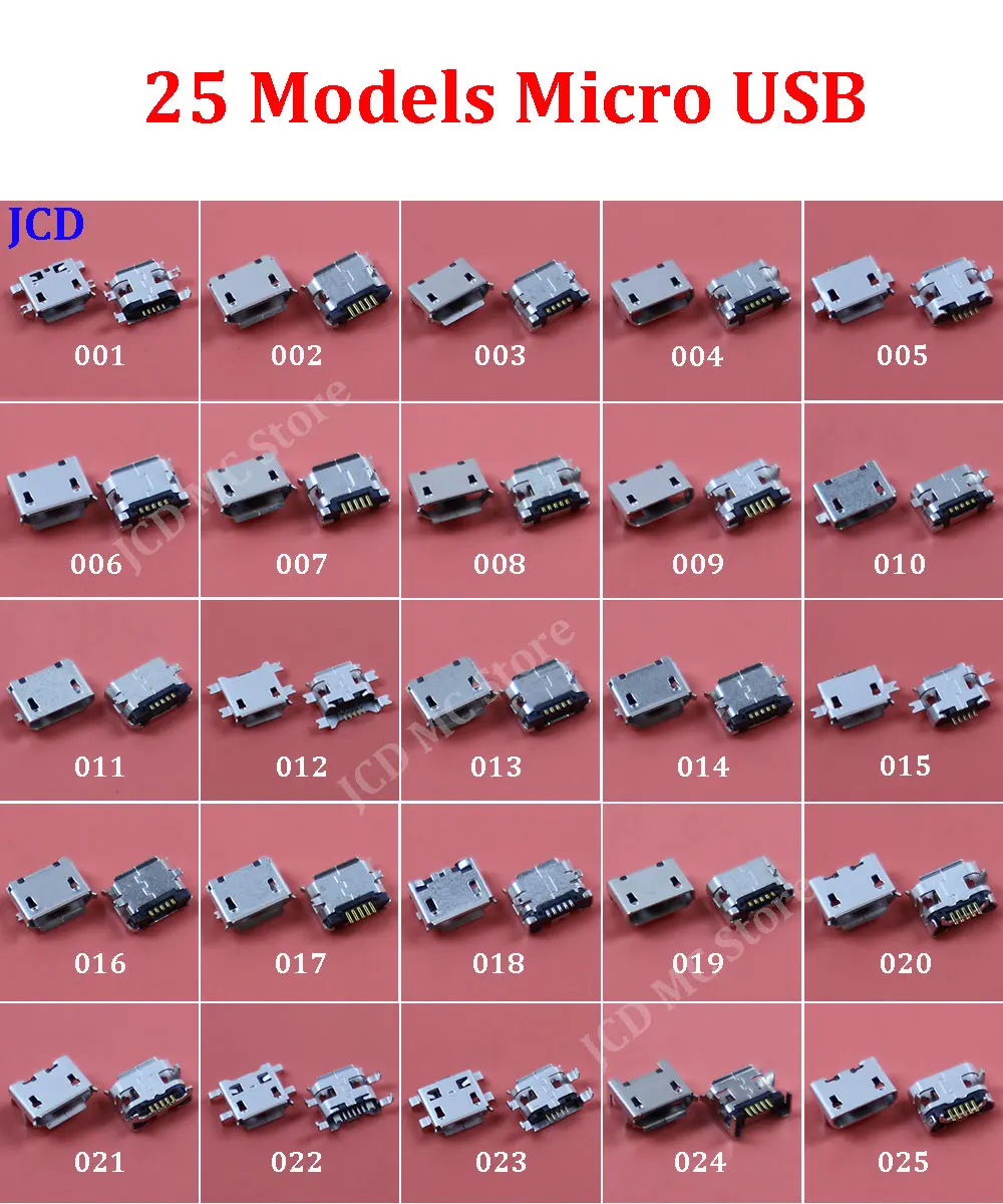 

25 Models Micro USB 5Pin Jack Socket Charging Port Connector For Samsung Huawei Lenovo HTC Nokia Tablet PC Etc mobile tablet GPS