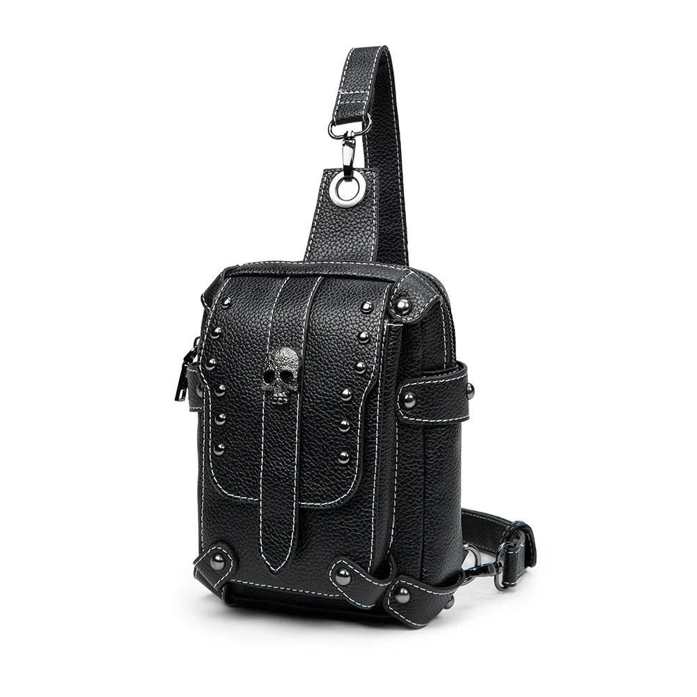 Steampunk Vintage Rivet Biker Bag One Shoulder Crossbody Women's Motorcycle Mobile Phone Wallet Underarm Bag